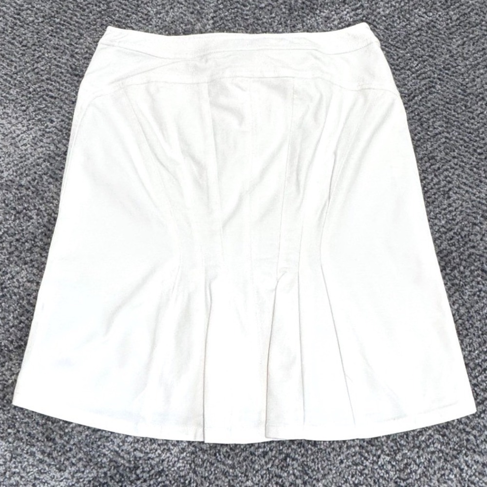 Etcetera Pencil Skirt Size 6 White Cotton Blend Zip Pockets Minimalist